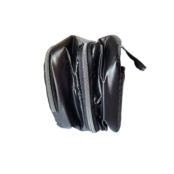 Lug Flatbed Slim Cosmetic Case Bag Metallic Black Travel Cruise Organizer Craft - Picture 2 of 16